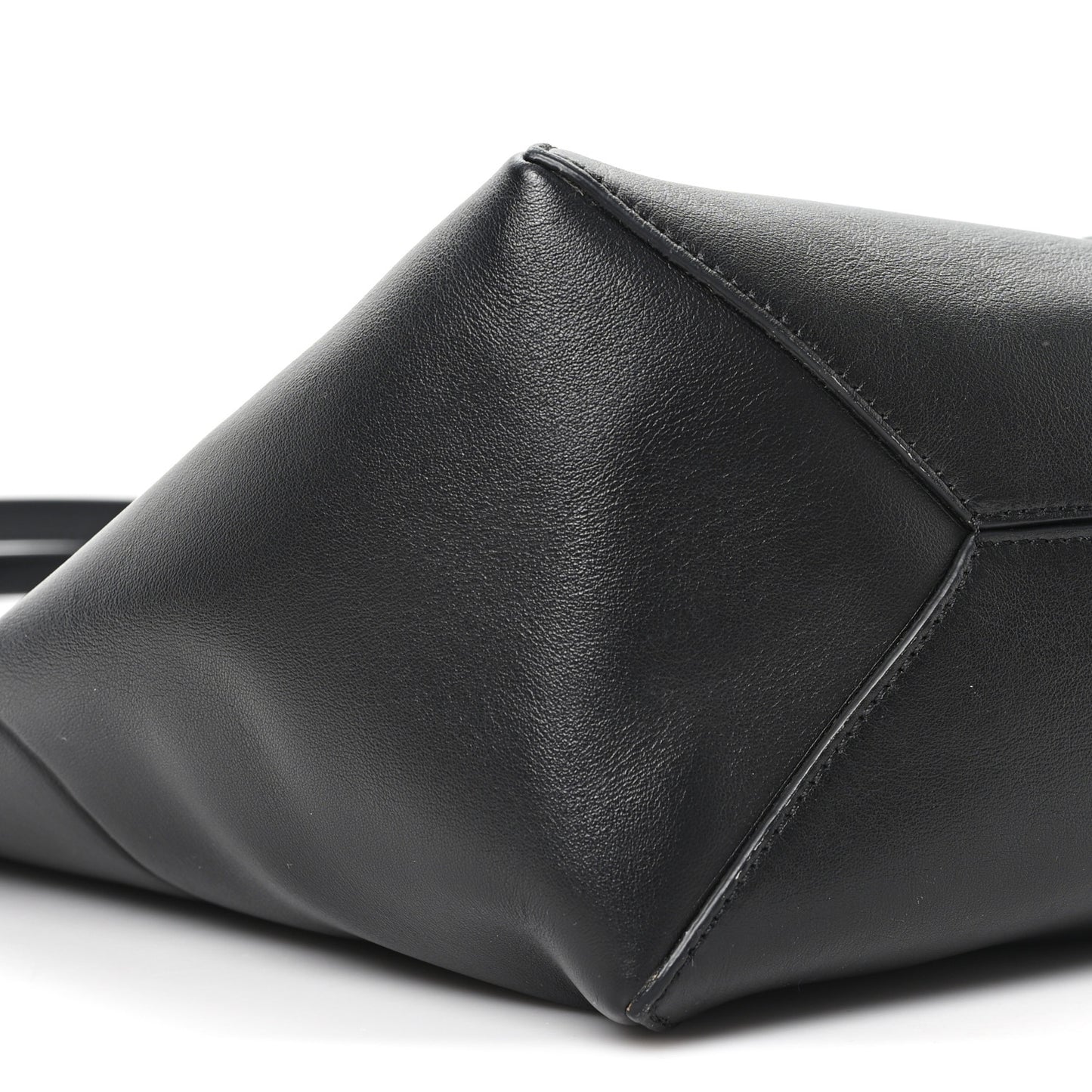 Shiny Calfskin Medium Puzzle Fold Tote Black