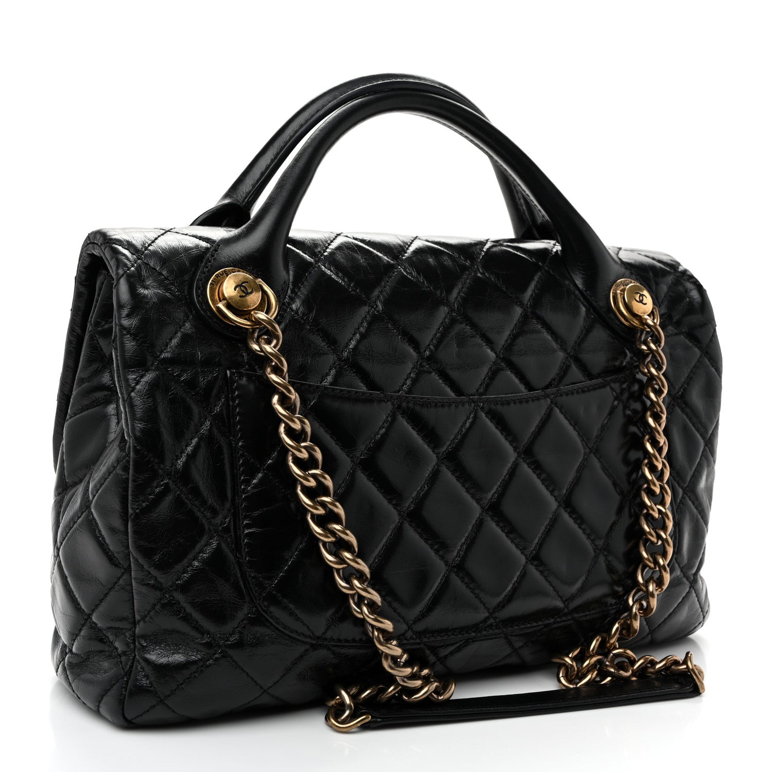 Chanel Glazed Calfskin Castle Rock Medium Flap Black 3 of 12