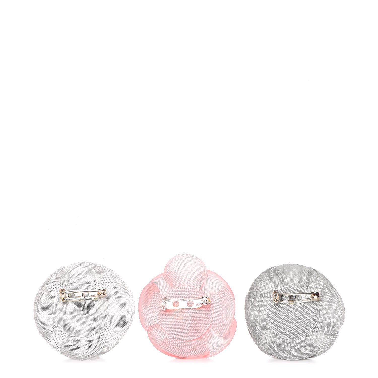 Chanel Camellia Brooch Pin Set Grey Pink 3 of 5