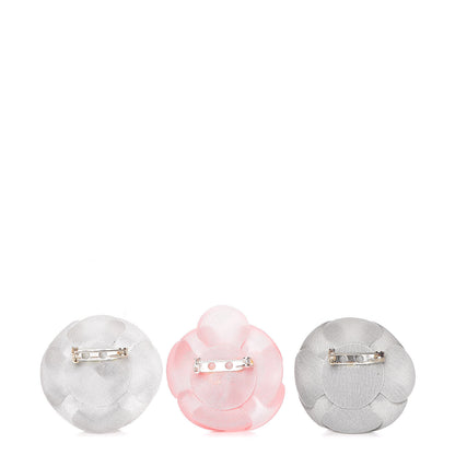 Chanel Camellia Brooch Pin Set Grey Pink 3 of 5