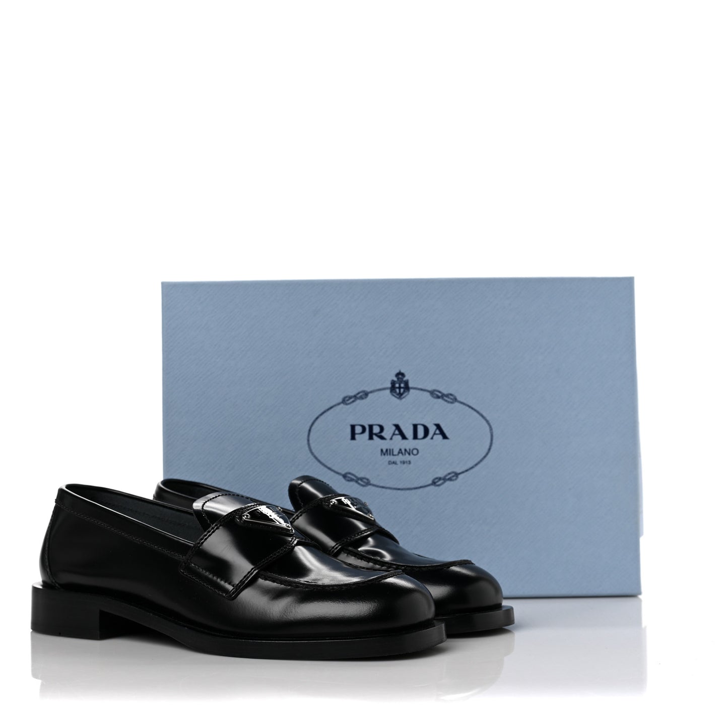 Spazzolato Metal Triangle Logo 20mm Loafers 36 Black