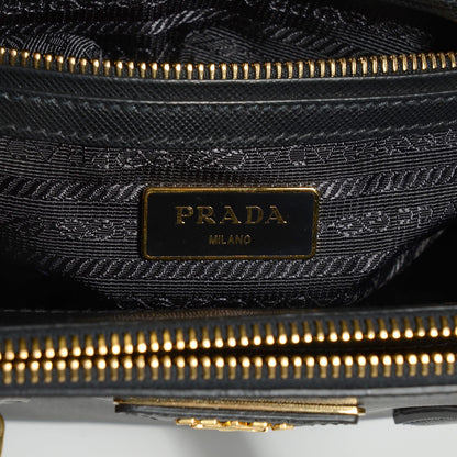 Prada Saffiano Lux Small Double Zip Tote Nero Black 7 of 10