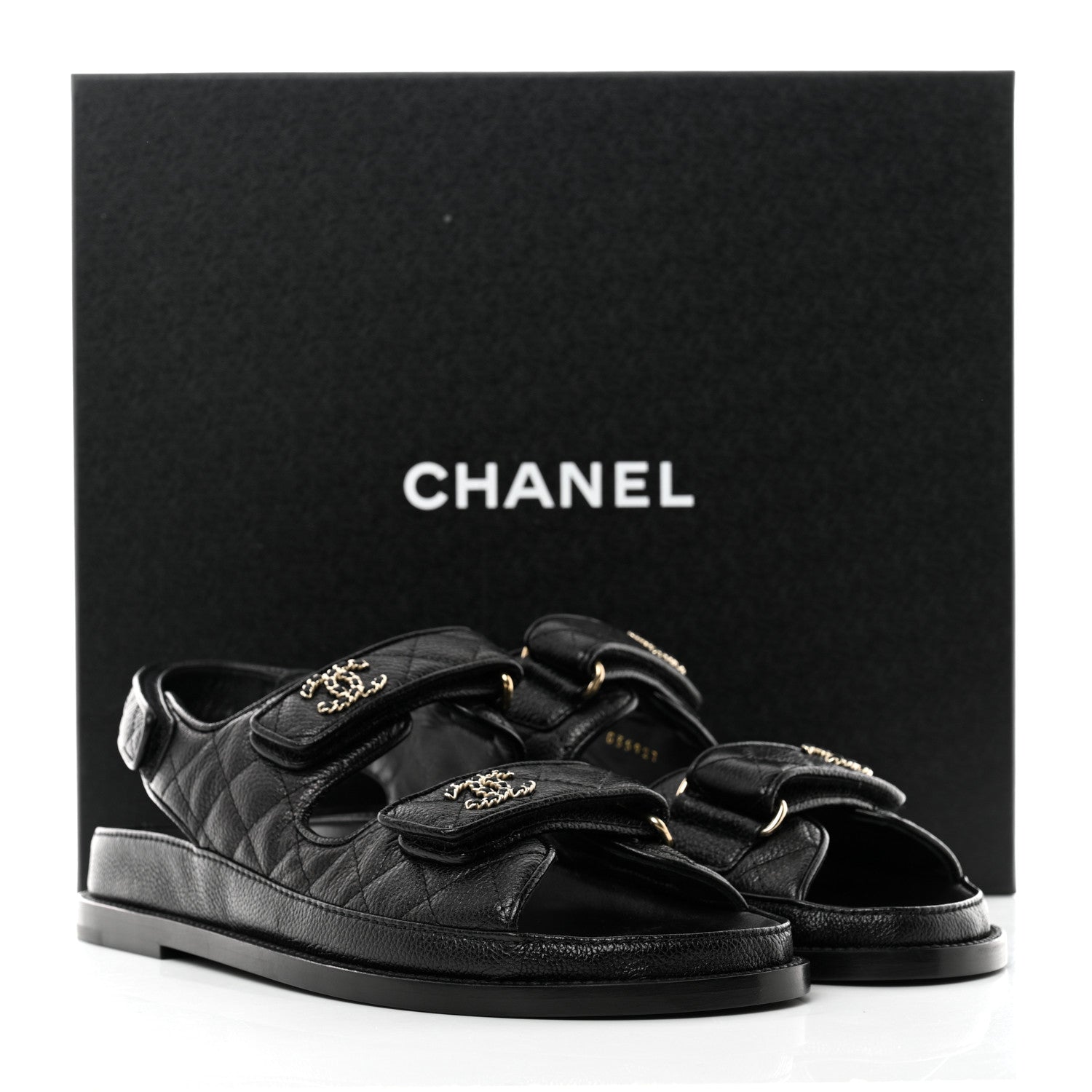 Chanel Grained Calfskin Velcro Dad Sandals 39 Black 9 of 9