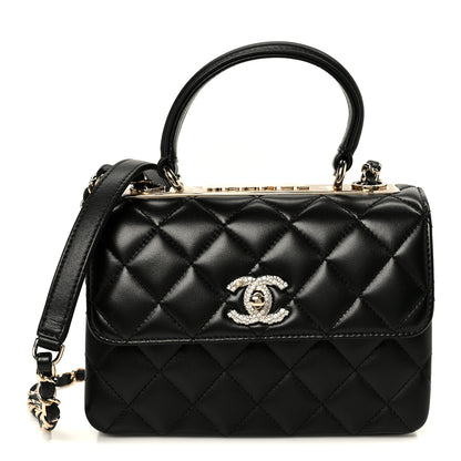 Chanel Lambskin Crystal Quilted Mini Trendy CC Dual Handle Flap Bag Black 1 of 12