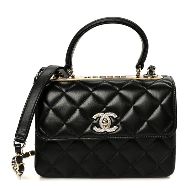 Chanel Lambskin Crystal Quilted Mini Trendy CC Dual Handle Flap