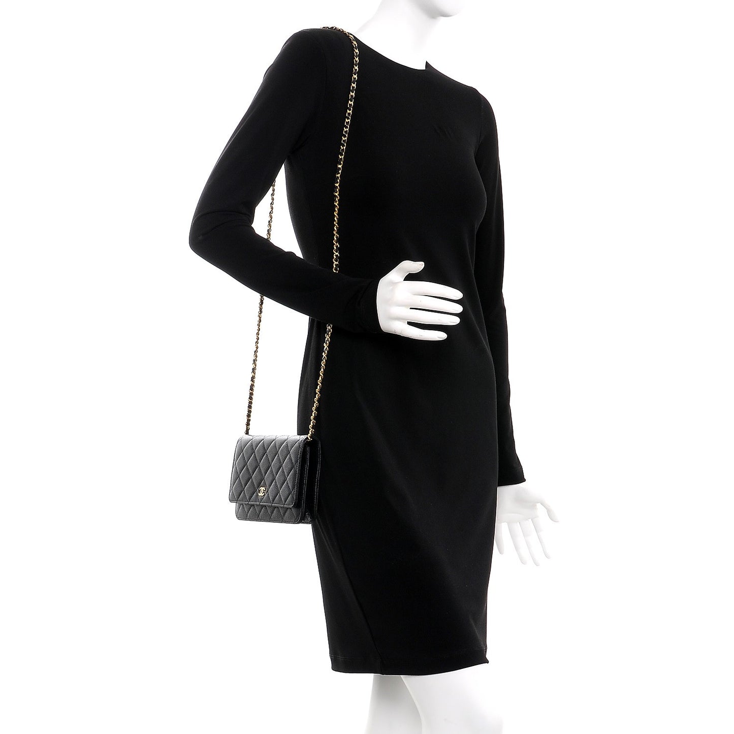 Caviar Quilted Wallet On Chain WOC Black