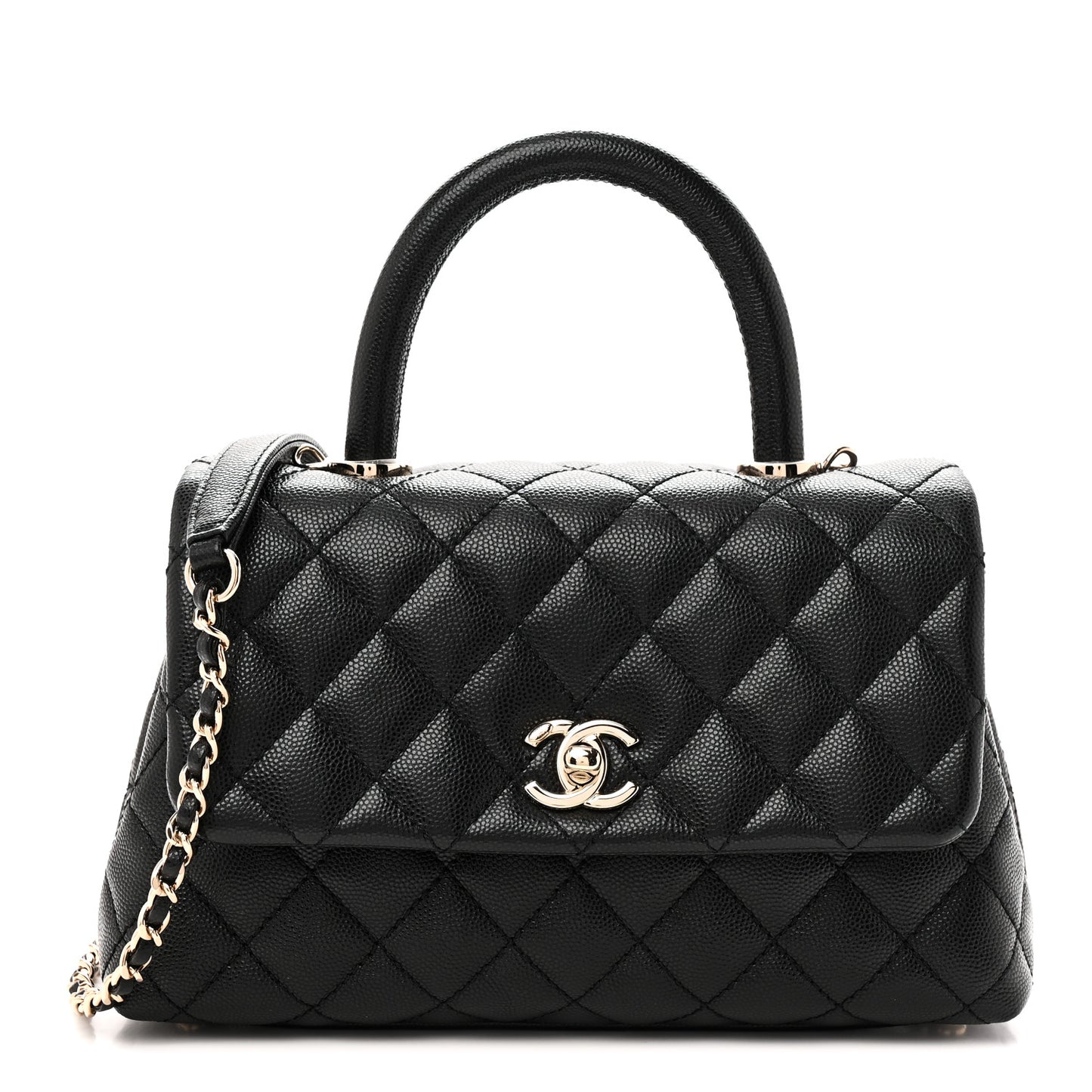Caviar Quilted Mini Coco Handle Flap Black