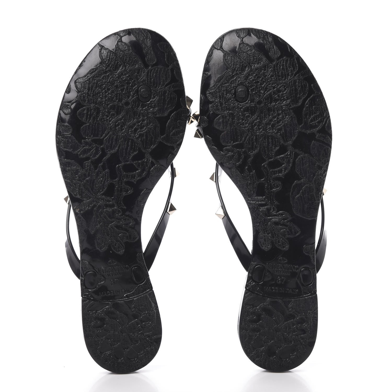 Valentino Garavani PVC Jelly Rockstud Bow Thong Sandals 37 Black 5 of 8