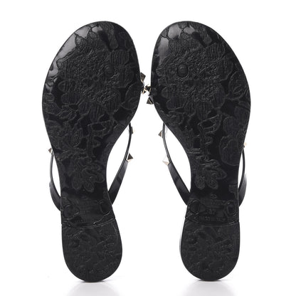 Valentino Garavani PVC Jelly Rockstud Bow Thong Sandals 37 Black 5 of 8
