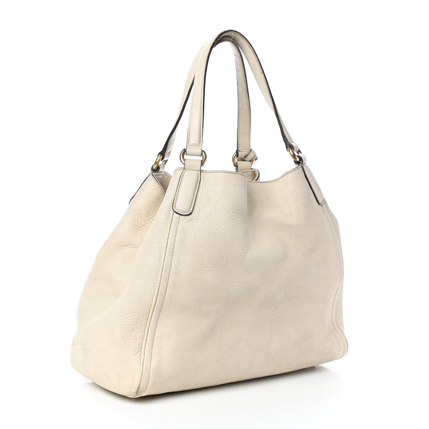 Pebbled Calfskin Medium Soho Shoulder Bag Off White