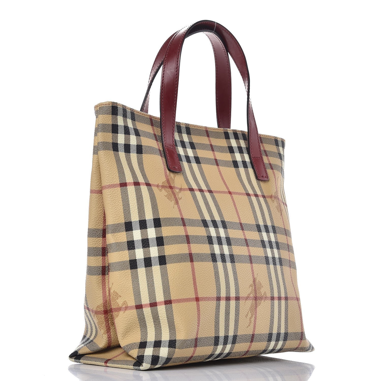 Burberry Haymarket Check Tote Red 3 of 7