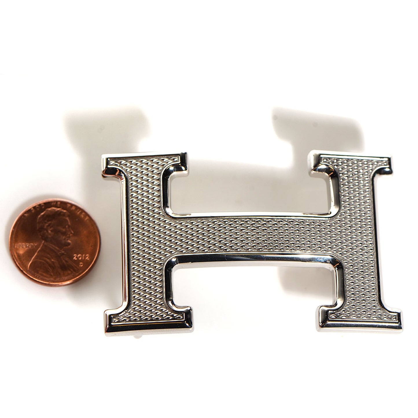Palladium H Guilloche Belt Buckle Silver