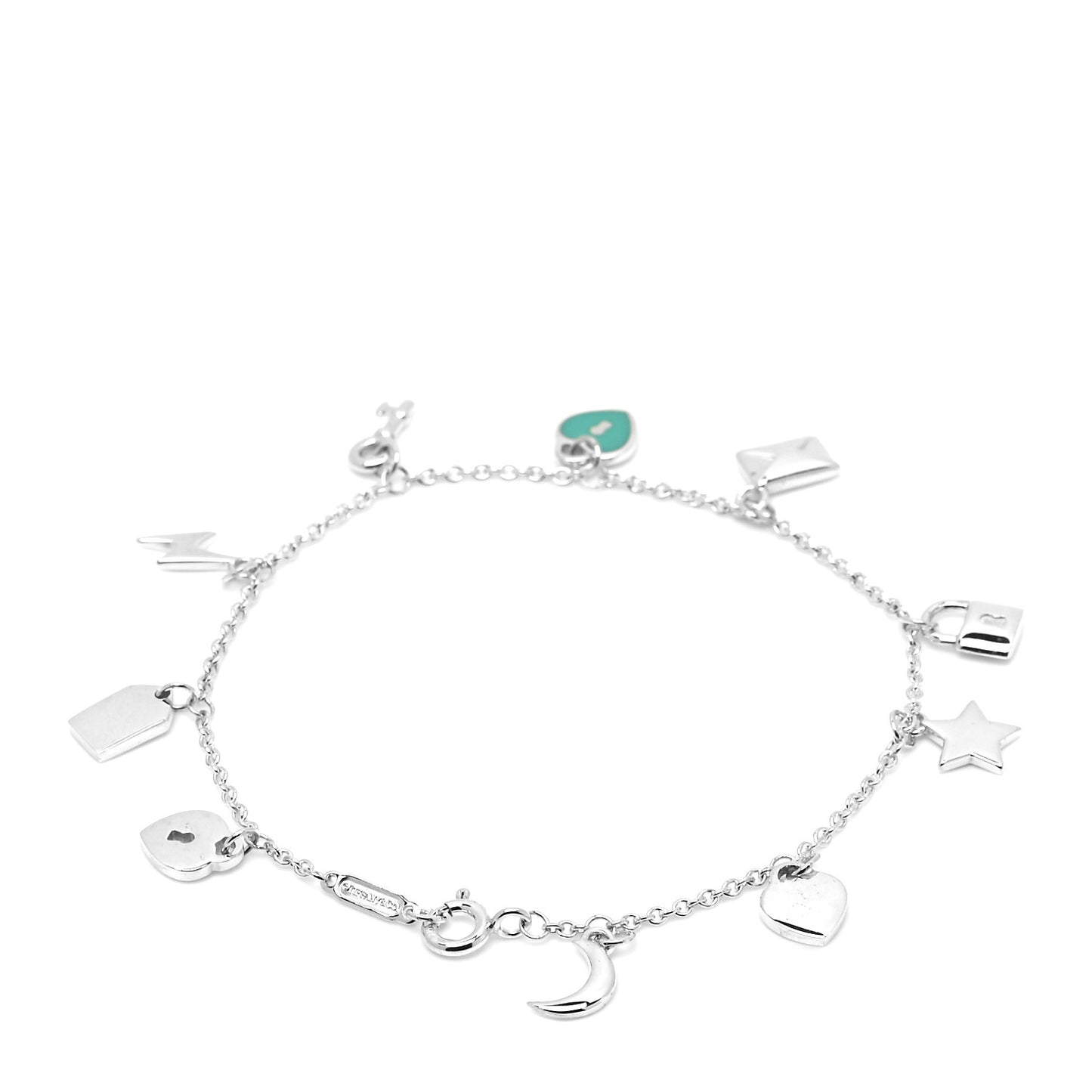 Sterling Silver Enamel Love Notes Charm Bracelet Blue