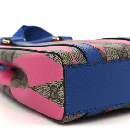 Gucci GG Supreme Monogram Textured Dollar Calfskin Rhombus Mini Tote Bag Beige Ebony Pink Blue 9 of 10
