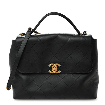 Chanel Calfskin Stitched Large Top Handle Flap Black 1 of 10