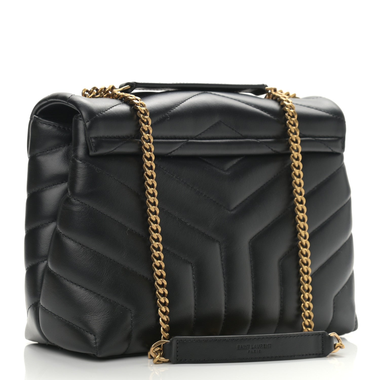 Saint Laurent Calfskin Y Quilted Monogram Small Loulou Chain Satchel Black 4 of 13