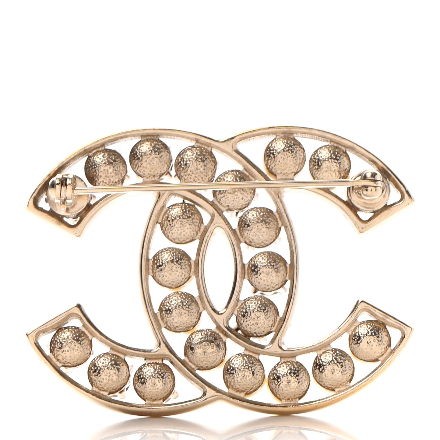 Pearl Crystal CC Brooch Gold Pearly White