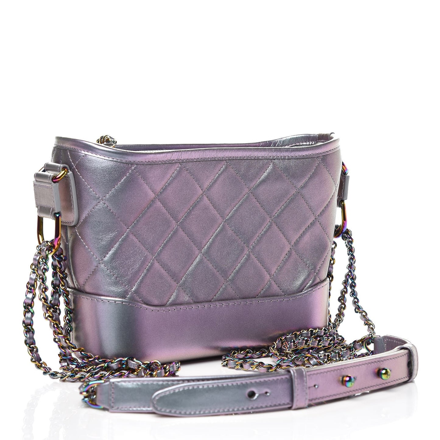 Iridescent Lambskin Calfskin Quilted Small Gabrielle Hobo Light Purple