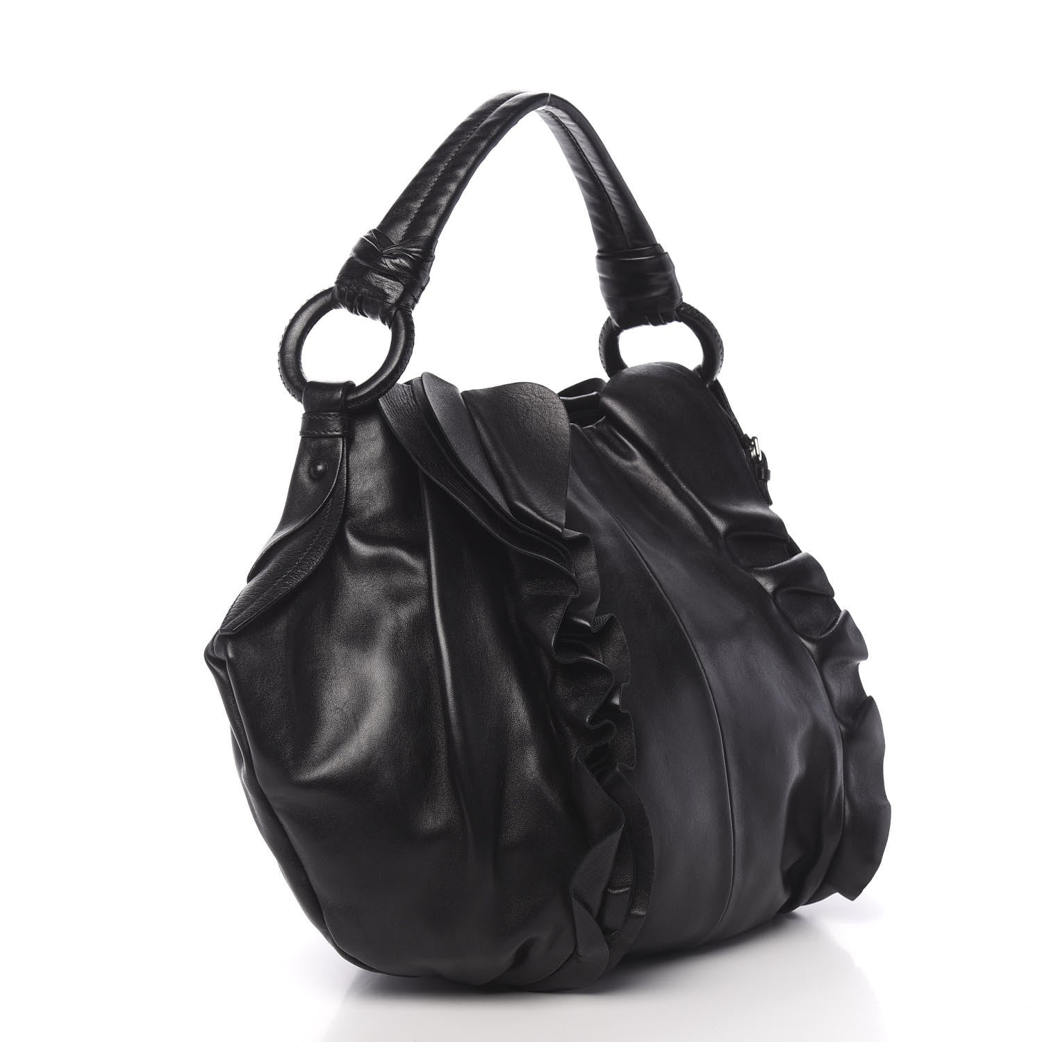 Prada Nappa Ruffle Bag Black 608078 – FASHIONPHILE