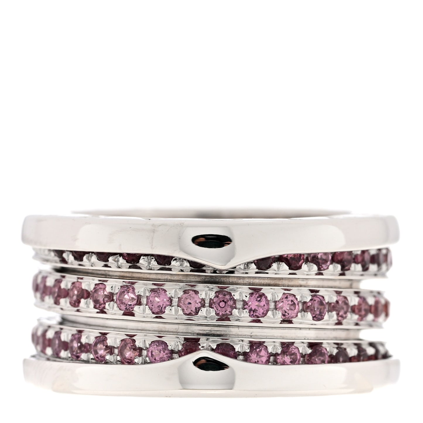 18K White Gold Pink Sapphire B.Zero1 Three-Band Ring 51 5.75