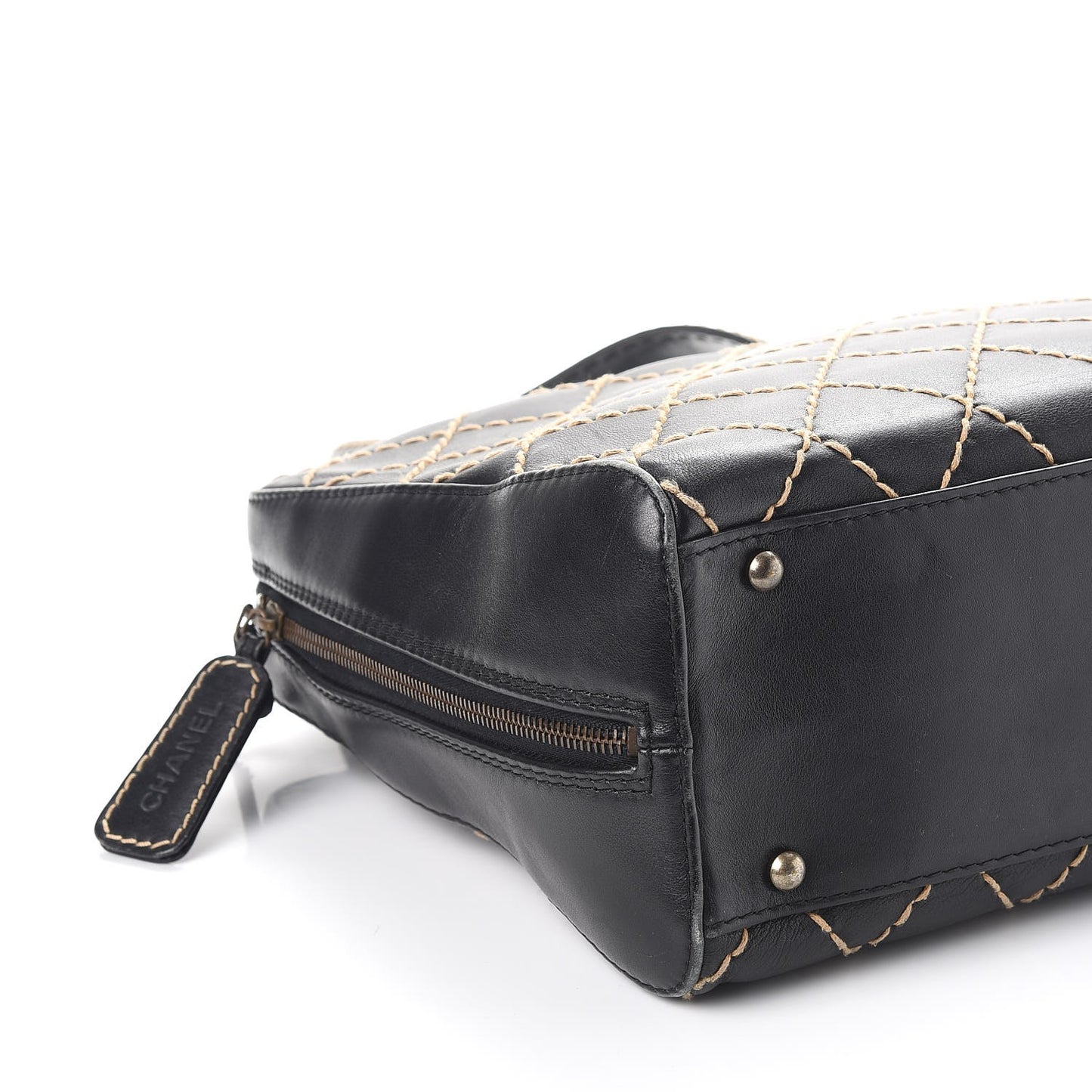 Calfskin Contrast Stitch Surpique Bowler Black