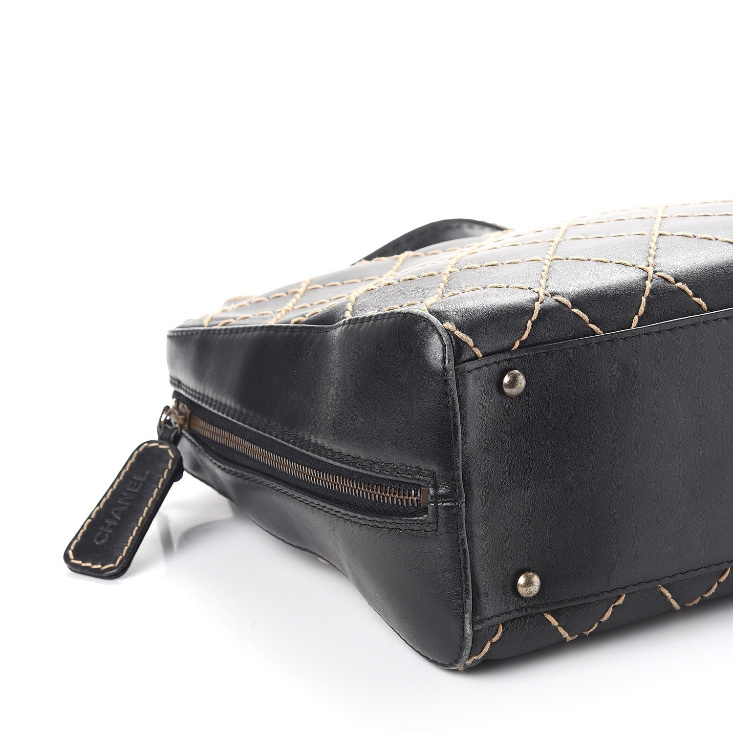 Chanel Calfskin Contrast Stitch Surpique Bowler Black 13 of 15