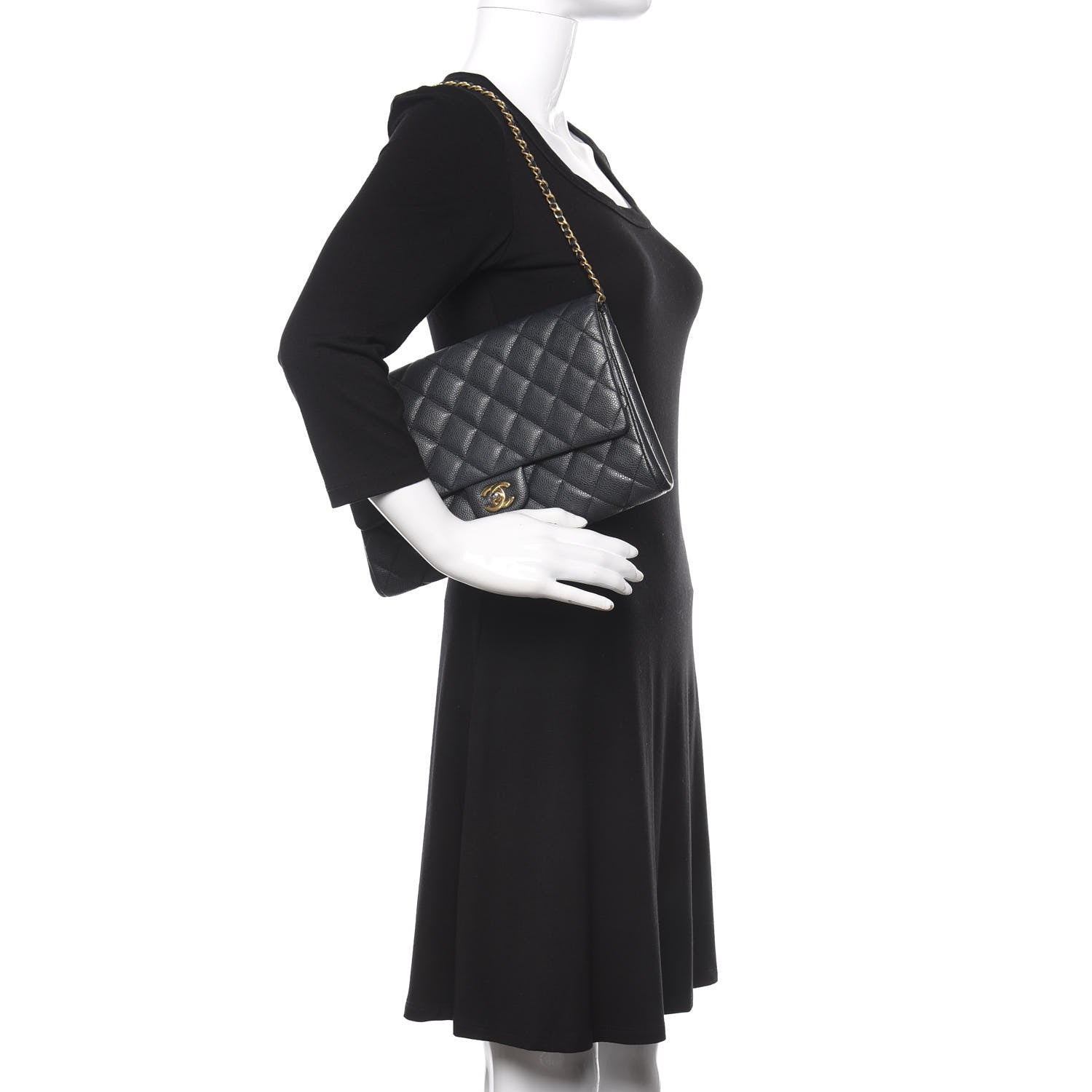 Chanel Caviar Quilted Clutch With Chain Flap Black 2 of 11