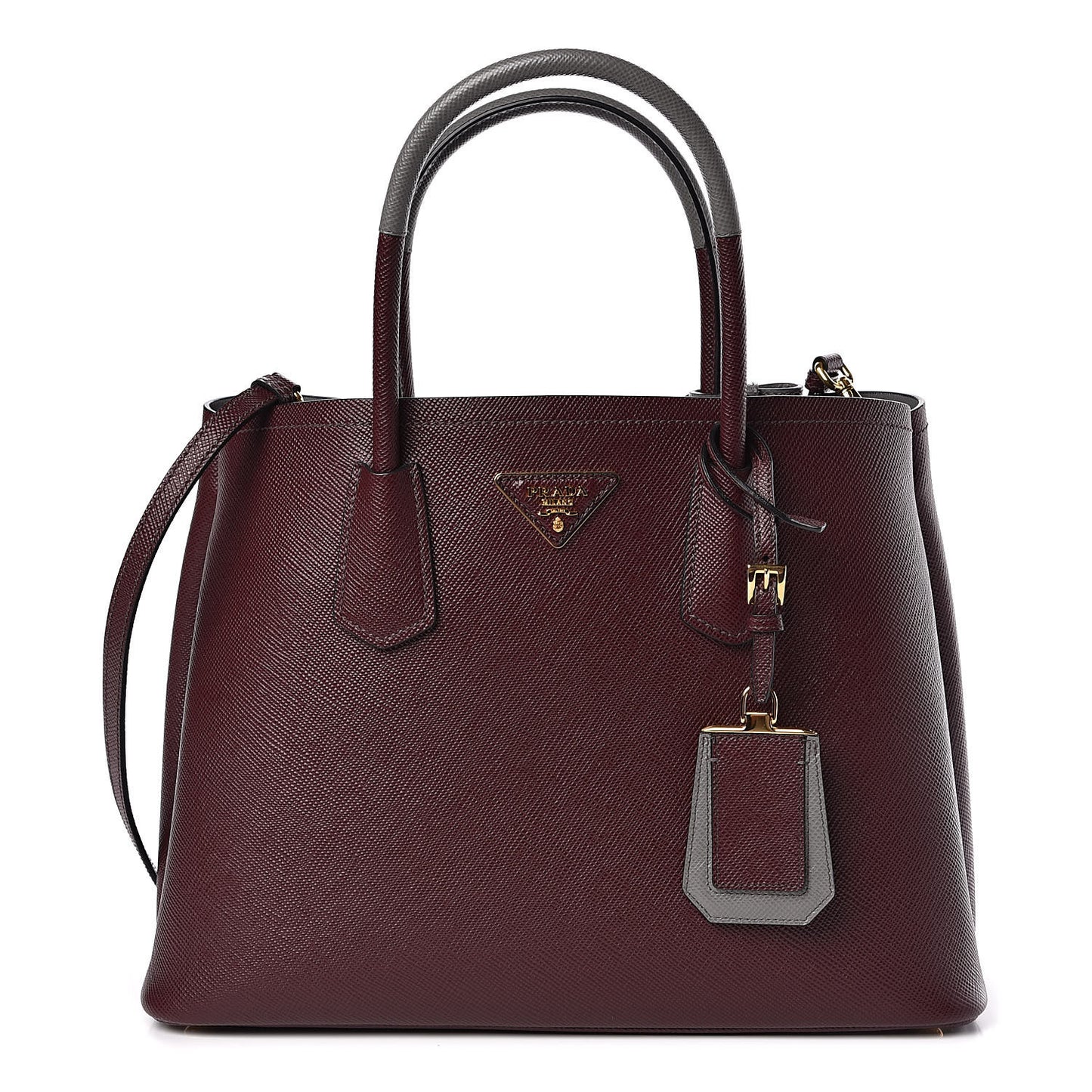 Saffiano Cuir Small Bi-Color Double Bag Granato Marmo