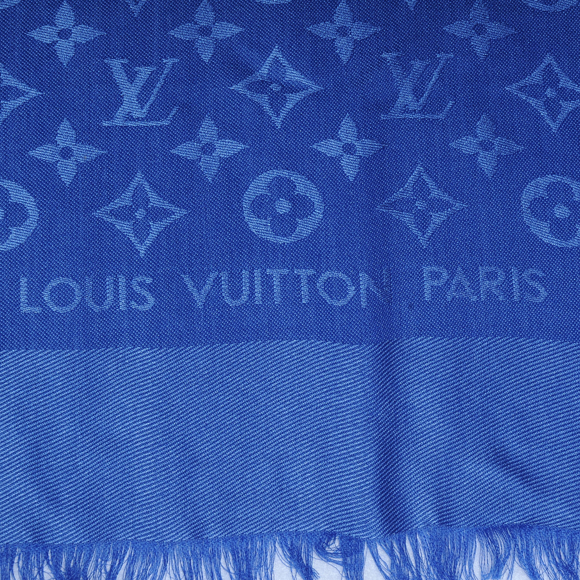 Louis Vuitton Wool Silk Monogram Shawl Blue 2 of 4