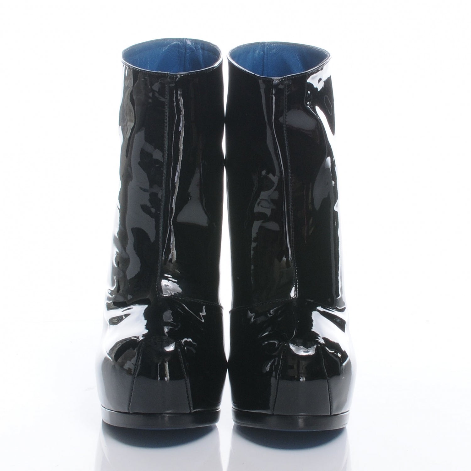 Saint Laurent Patent Tribtoo 105 Platform Boots 38 Black Turquoise 2 of 7