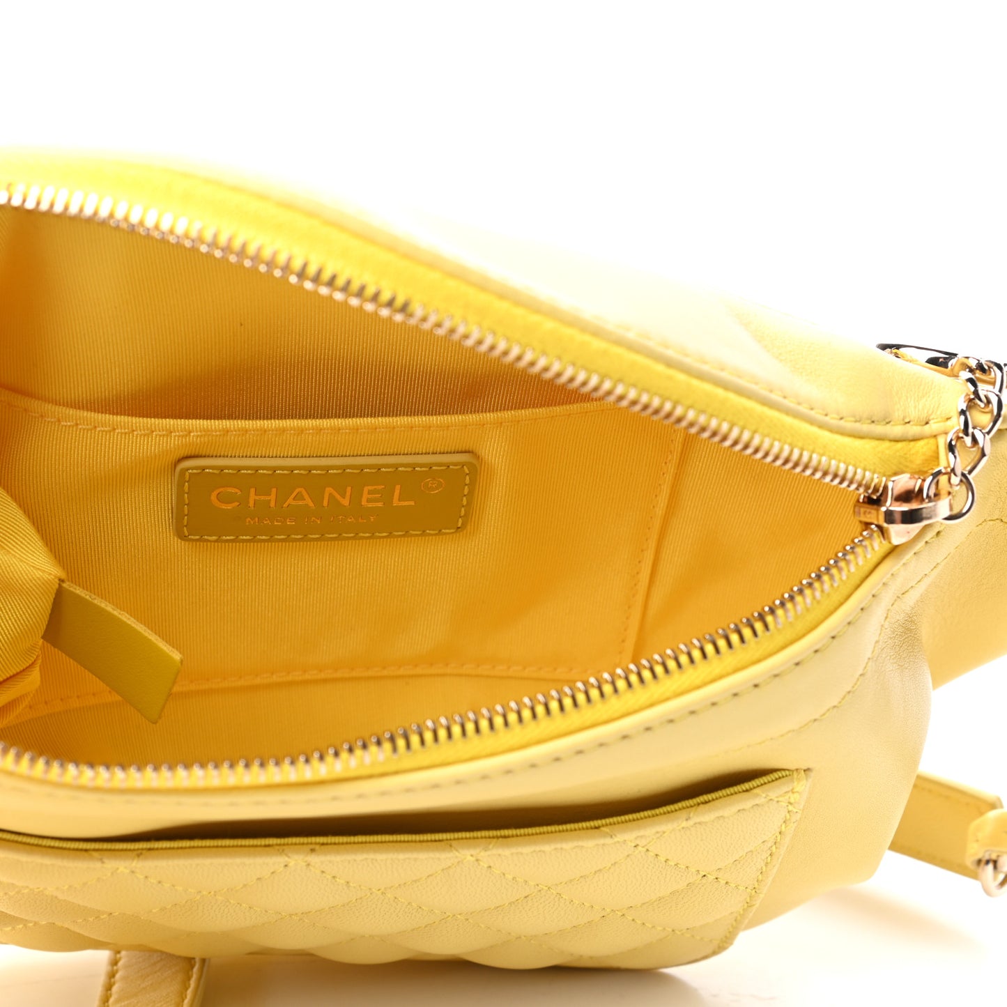 Lambskin Quilted Waist Belt Bag Yellow