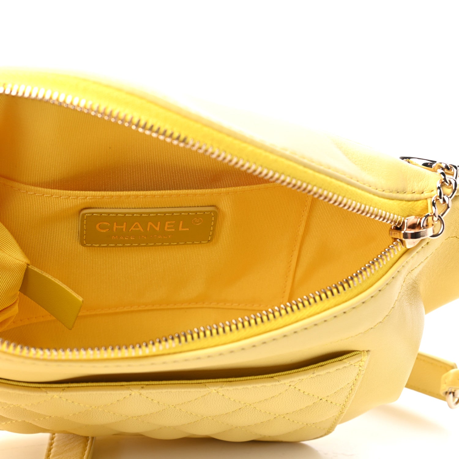 Chanel Lambskin Quilted Waist Belt Bag Yellow 5 of 10