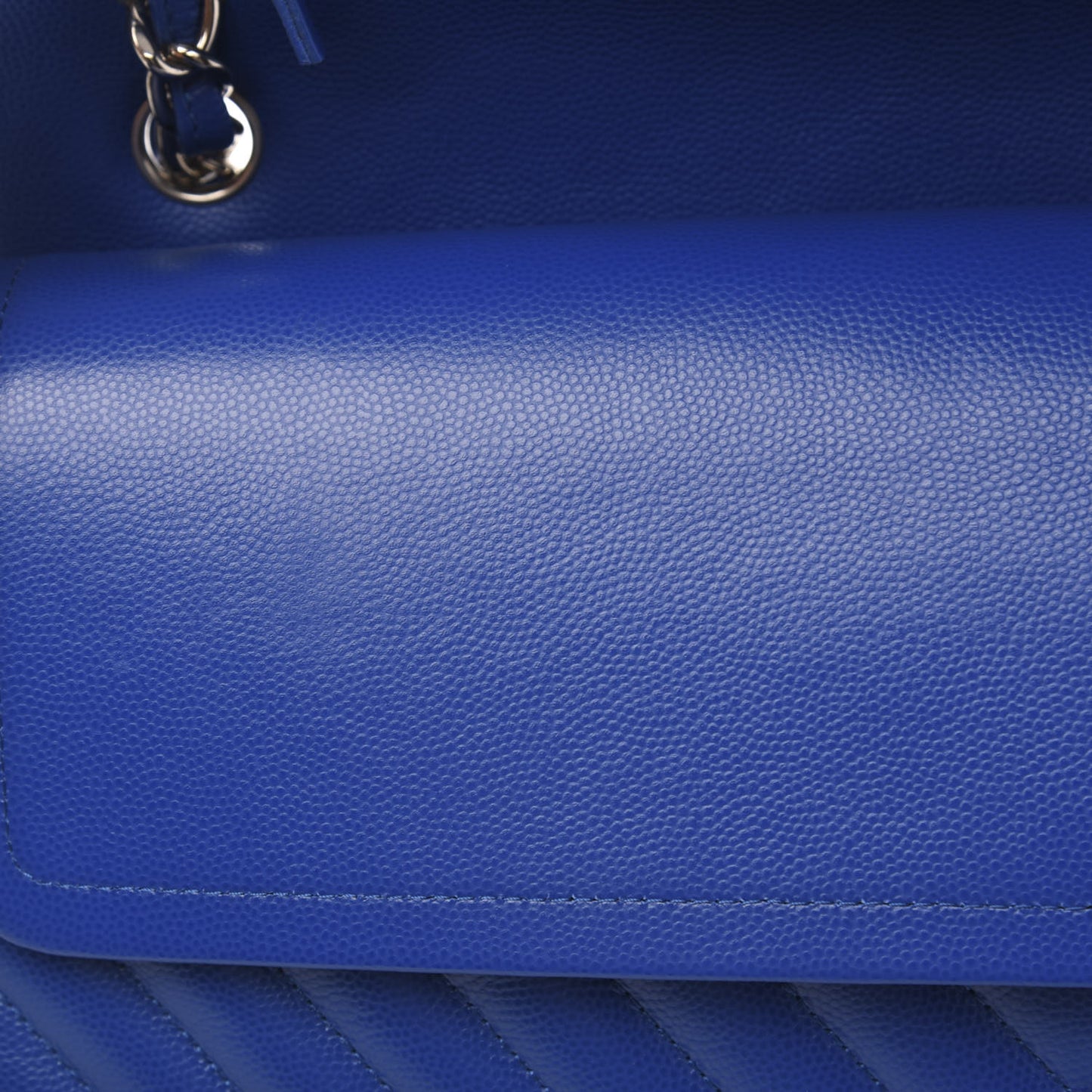 Caviar Chevron Quilted Jumbo Double Flap Blue