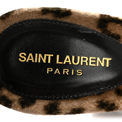Saint Laurent Velvet Leopard Print Gippy 105 Sandals 38.5 Manto Naturale 8 of 10