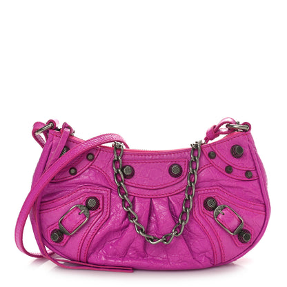 Balenciaga Agneau Arena Le Cagole Mini Purse With Chain Lipstick Pink 1 of 8