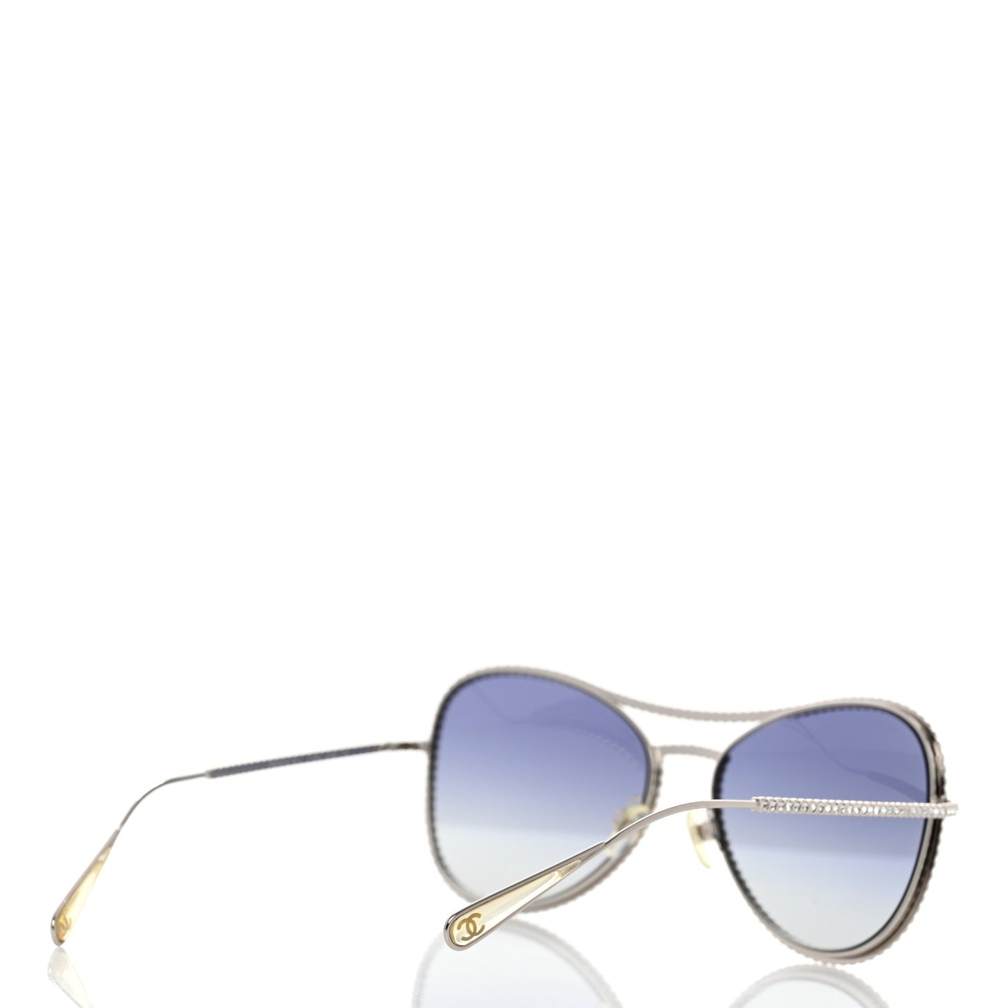 Crystal Aviator Sunglasses 4121-B Silver