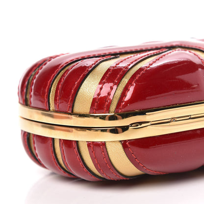 Alexander McQueen Patent Calfskin Britannia Skull Box Clutch Intense Red 6 of 12