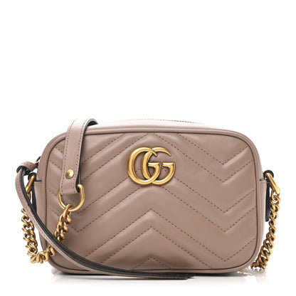 Gucci Calfskin Matelasse Mini GG Marmont Chain Shoulder Bag Porcelain Rose 1 of 9