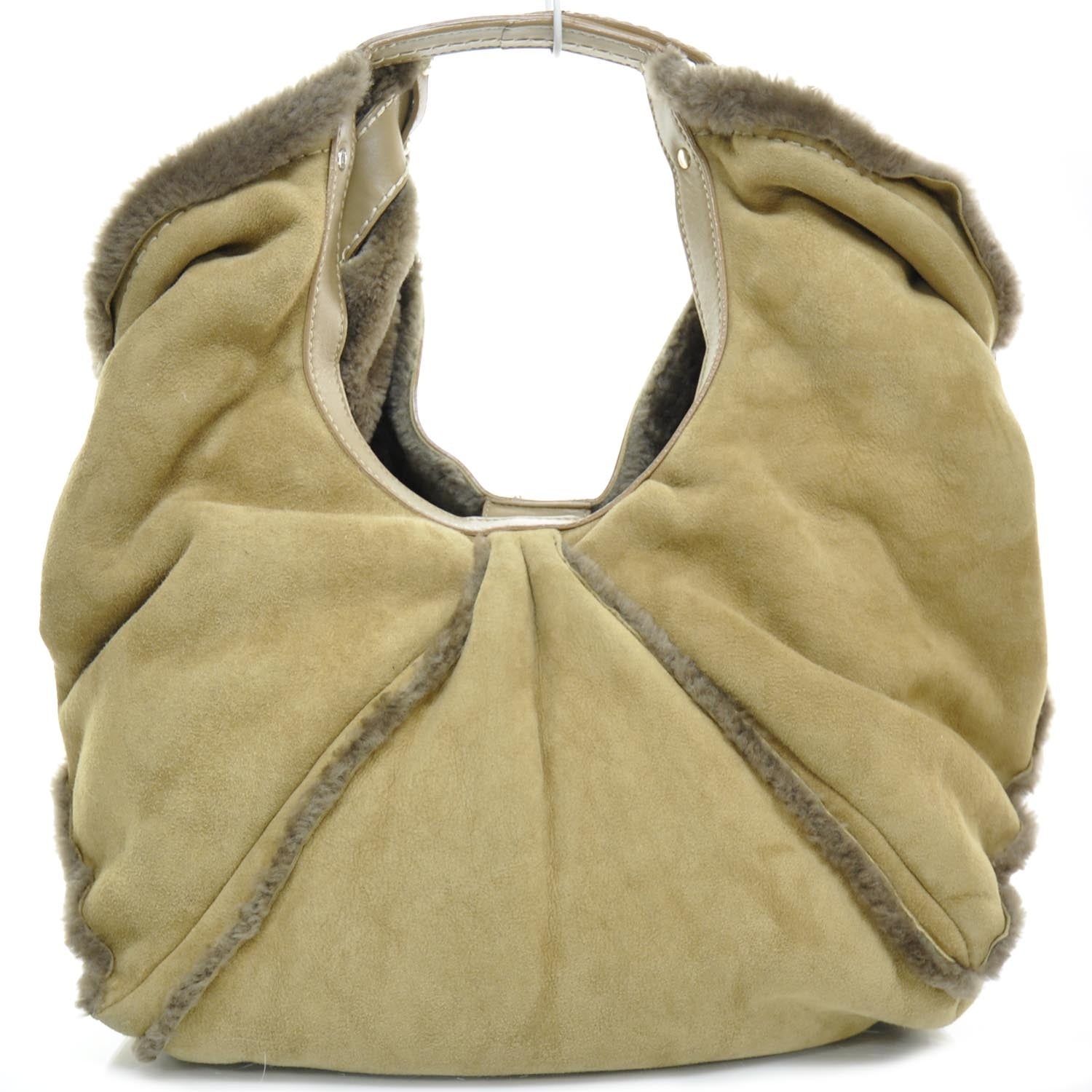 Jimmy Choo Suede Shearling Sylvia Bag Camel 4 of 9