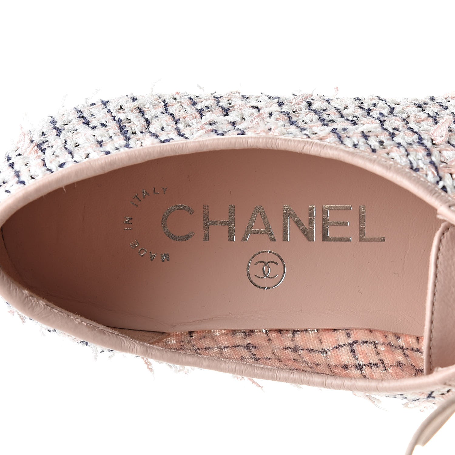 Chanel Tweed Cap Toe CC Lace Up Oxford 36.5 Pink 8 of 9