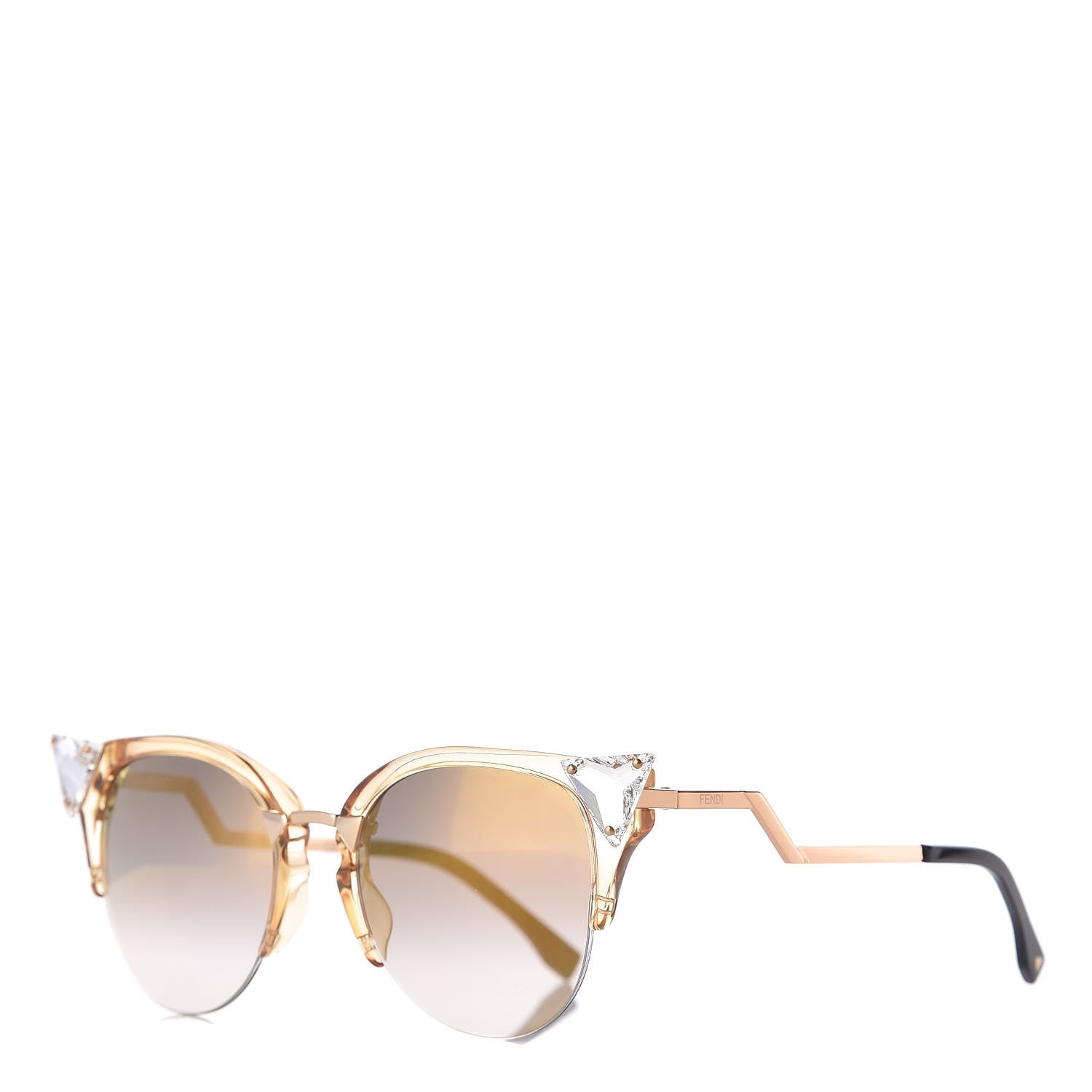 Fendi Metal Iridia Cat Eye Sunglasses FF 0041/S Gold 1 of 7