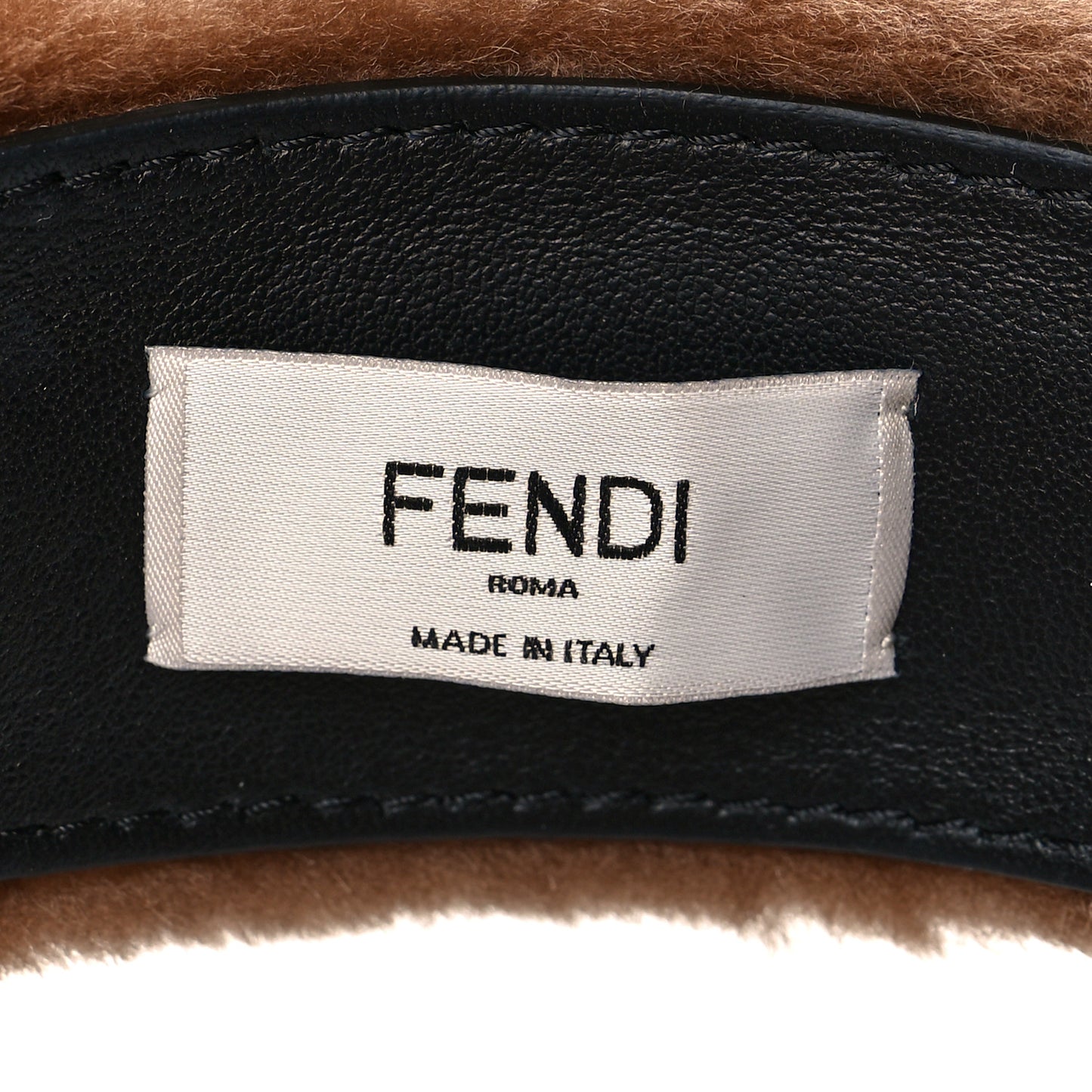 Shearling FF Logo Headband Tobacco