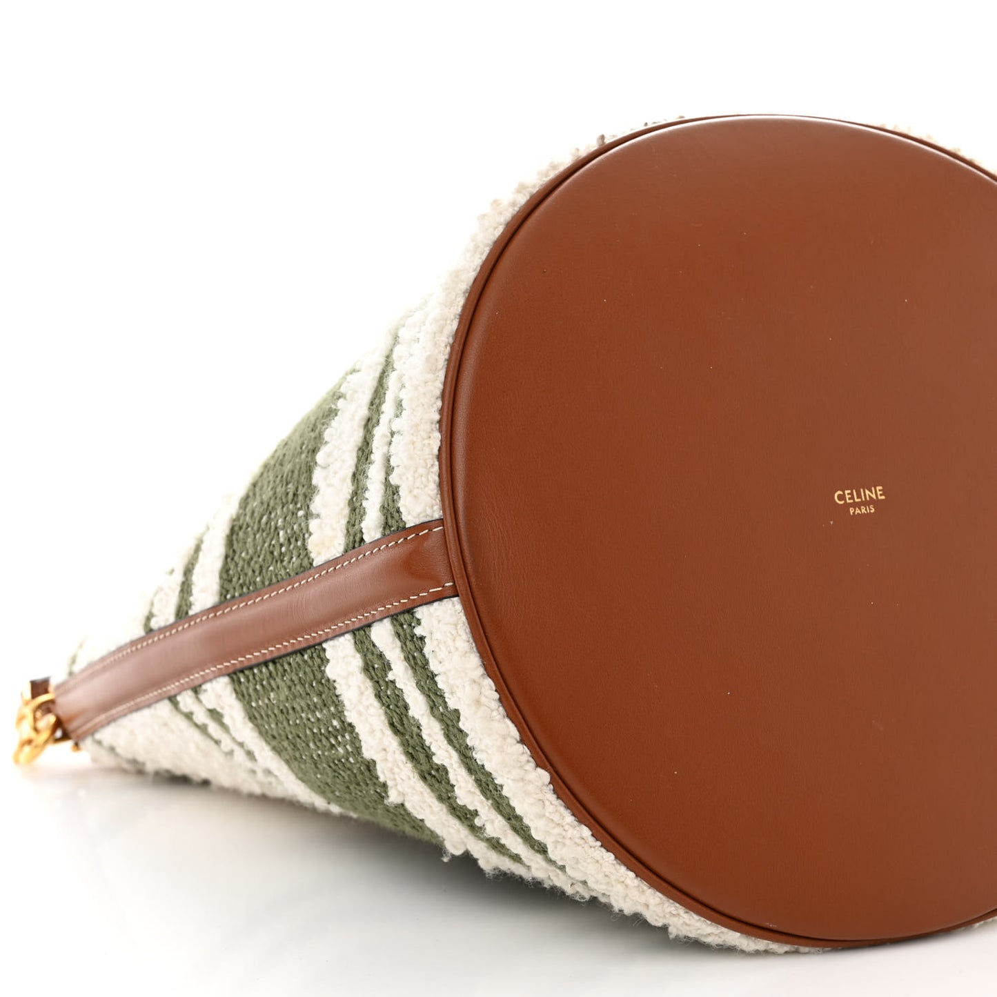 Canvas Smooth Calfskin Logo Bucket 16 Bag Khaki Beige Tan