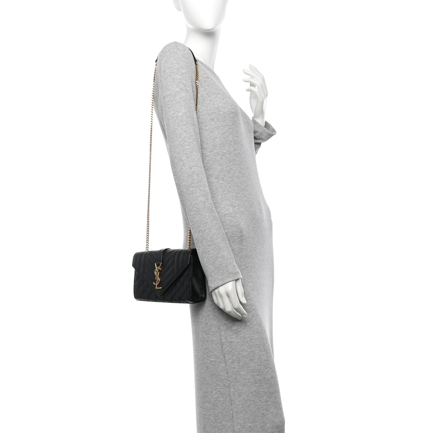 Saint Laurent Grain De Poudre Textured Mixed Matelasse Triquilt Small Monogram Satchel Black 2 of 10