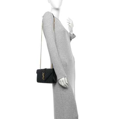 Saint Laurent Grain De Poudre Textured Mixed Matelasse Triquilt Small Monogram Satchel Black 2 of 10