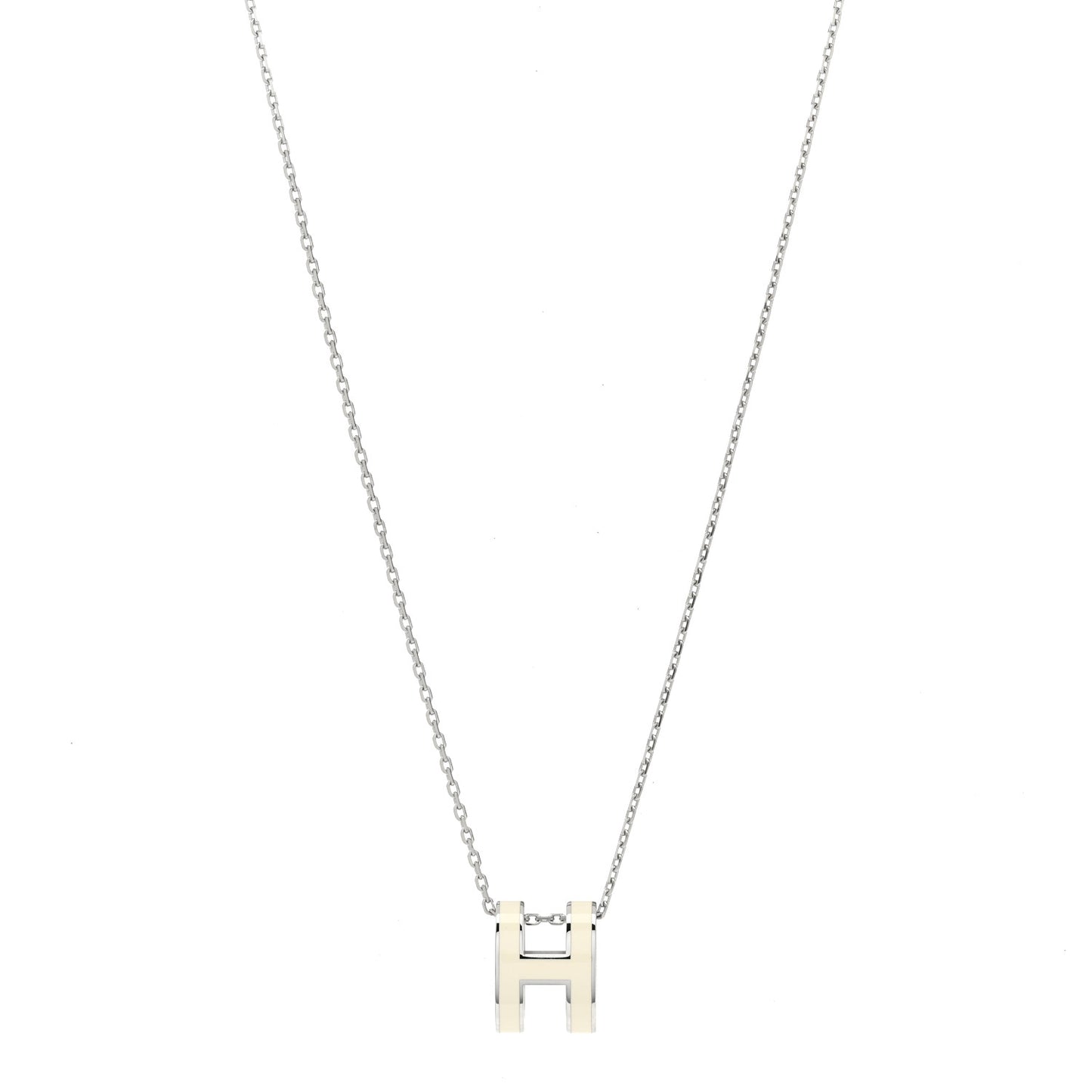 Lacquered Palladium Pop H Pendant Necklace White