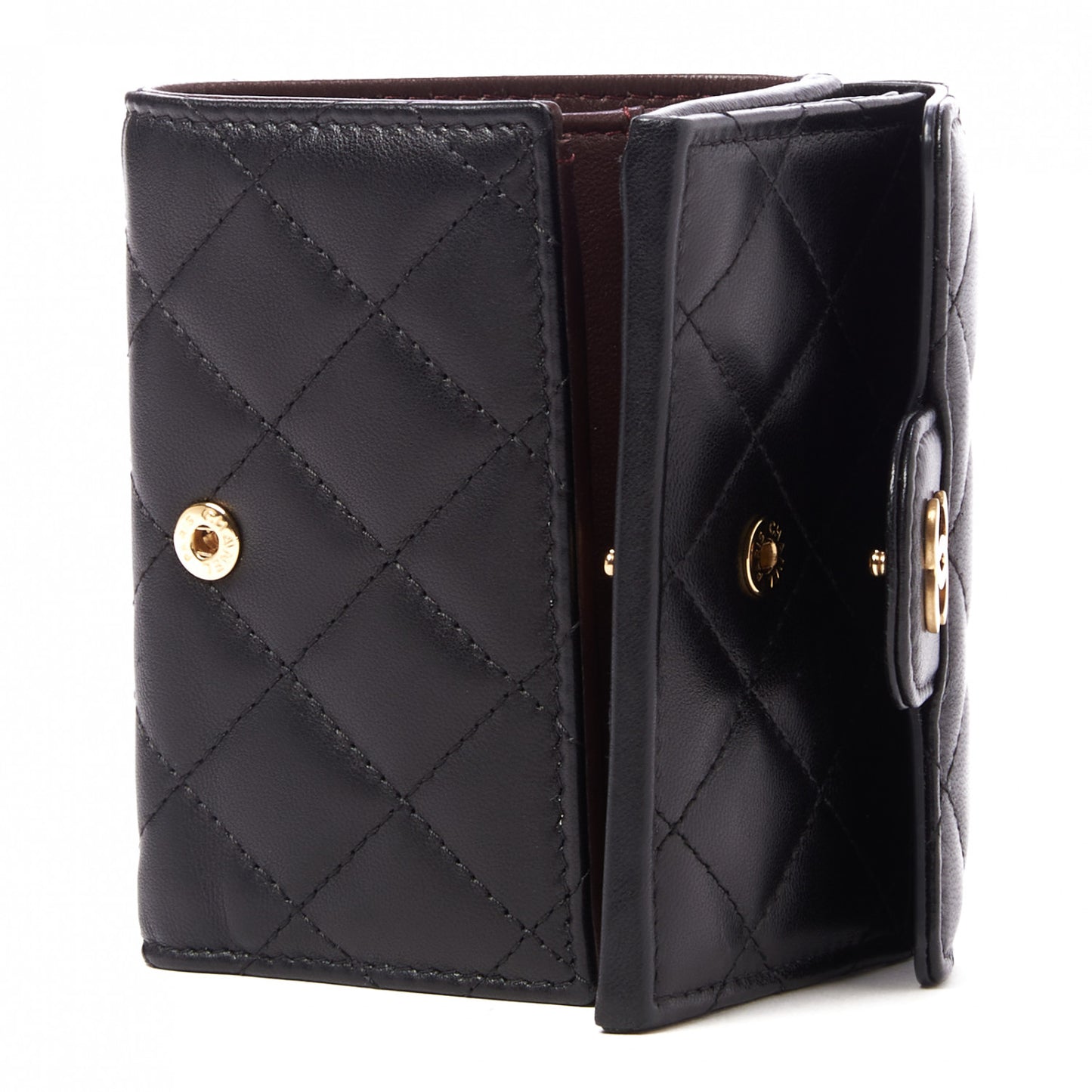Lambskin Quilted Double Flap Wallet Black