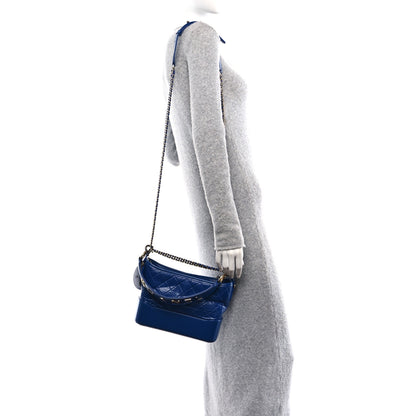 Chanel Aged Smooth Calfskin Quilted Medium Gabrielle Logo Hobo Blue 2 of 10