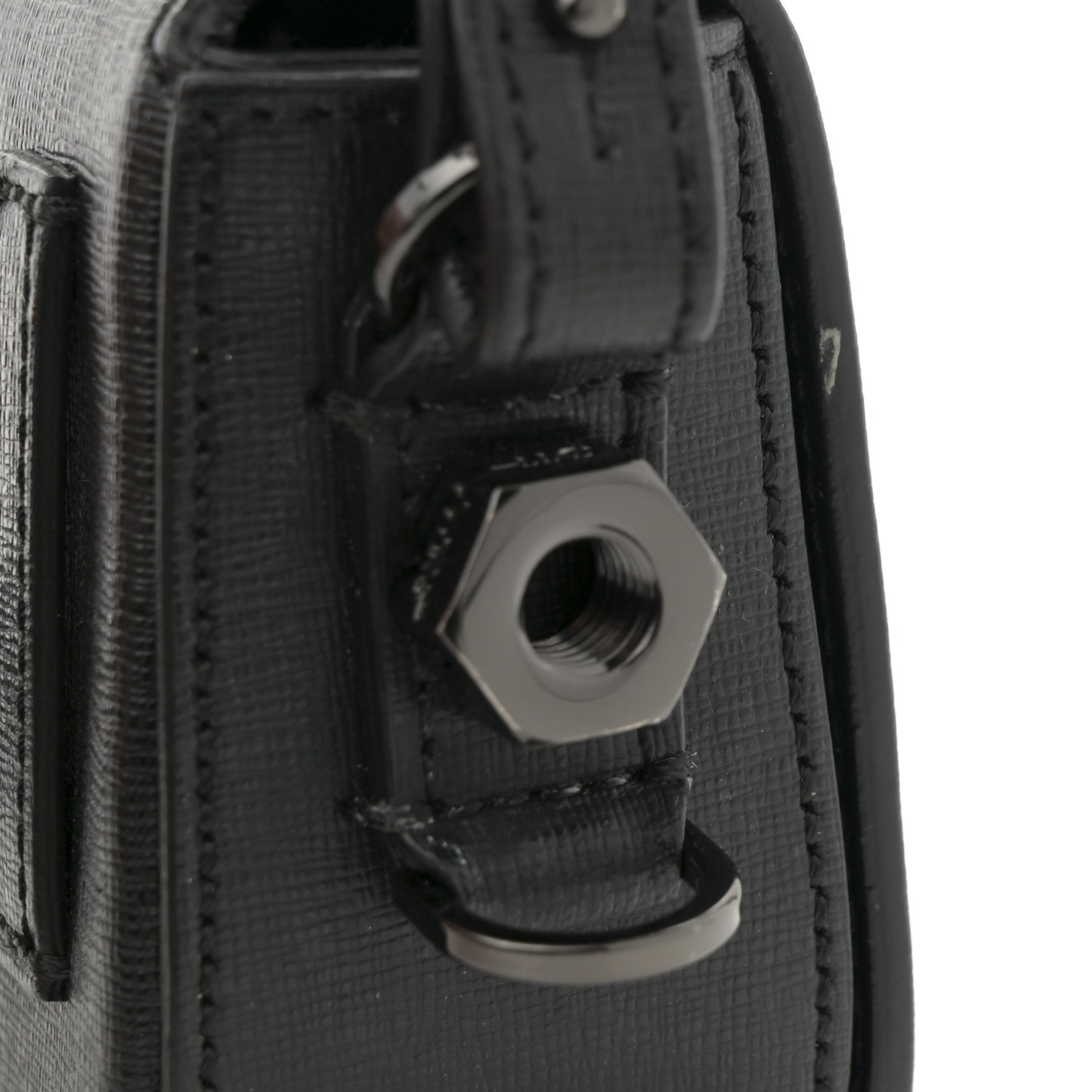 Off-White Saffiano Striped Baby Diag Binder Clip Bag Black White 11 of 12