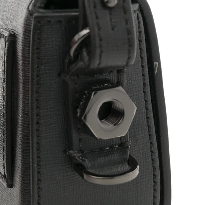 Off-White Saffiano Striped Baby Diag Binder Clip Bag Black White 11 of 12